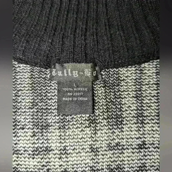 Tally Ho Black and White Cardigan High Neck Size Large - Picture 6 of 6